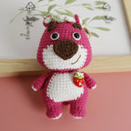 Handmade Crochet Stuffed Key Chain Cartoon Knitted Cartoon bear Rabbit Doll Key Ring Pendant for Boys Schoolbag Key chain