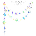 Iridescent Star Moon Circle Garland Ramadan EID Mubarak Birthday Party Decorations Hanging Crescent Twinkle Little Star Streamer