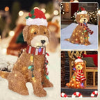 ⭐ LED Weihnachtsdeko Garten Hund | Beleuchtete Acryl Figur 35cm | Batteriebetrieben Aussen