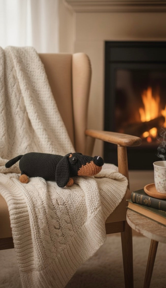 ⭐ Günther der Dackel | Handmade Häkeltier 25cm | 100% Baumwolle | fellundmasche